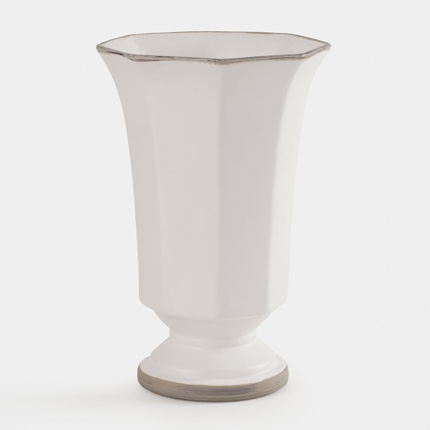 White Hexagonal Terracotta Vase - Large