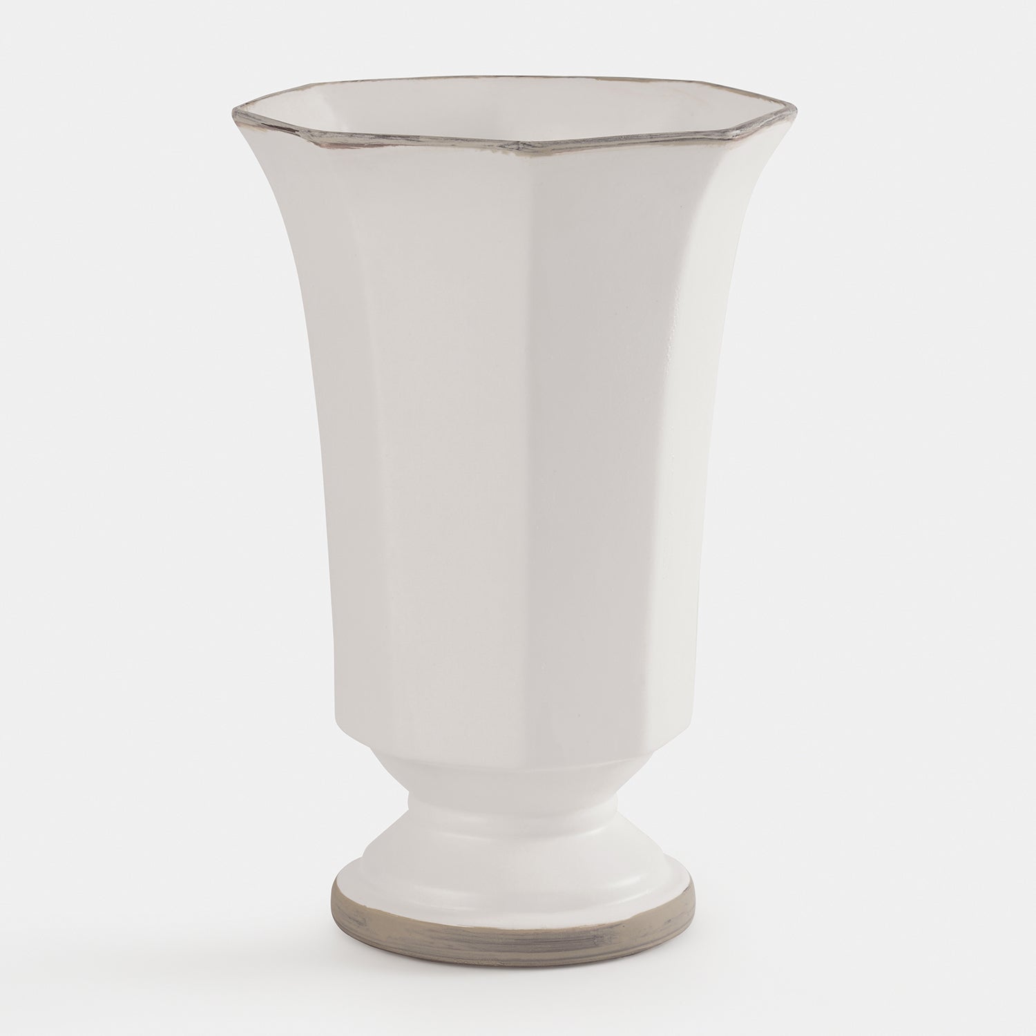 White Hexagonal Terracotta Vase - Large