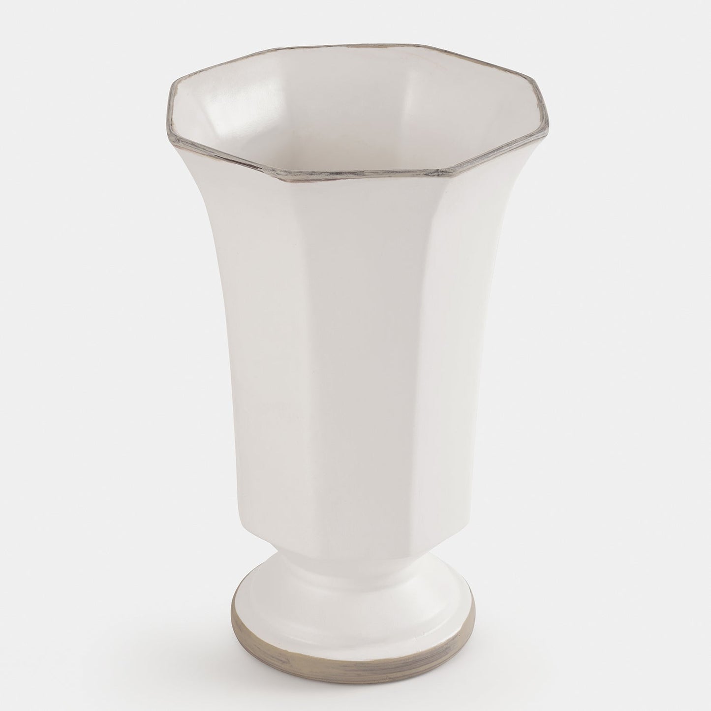 White Hexagonal Terracotta Vase - Large