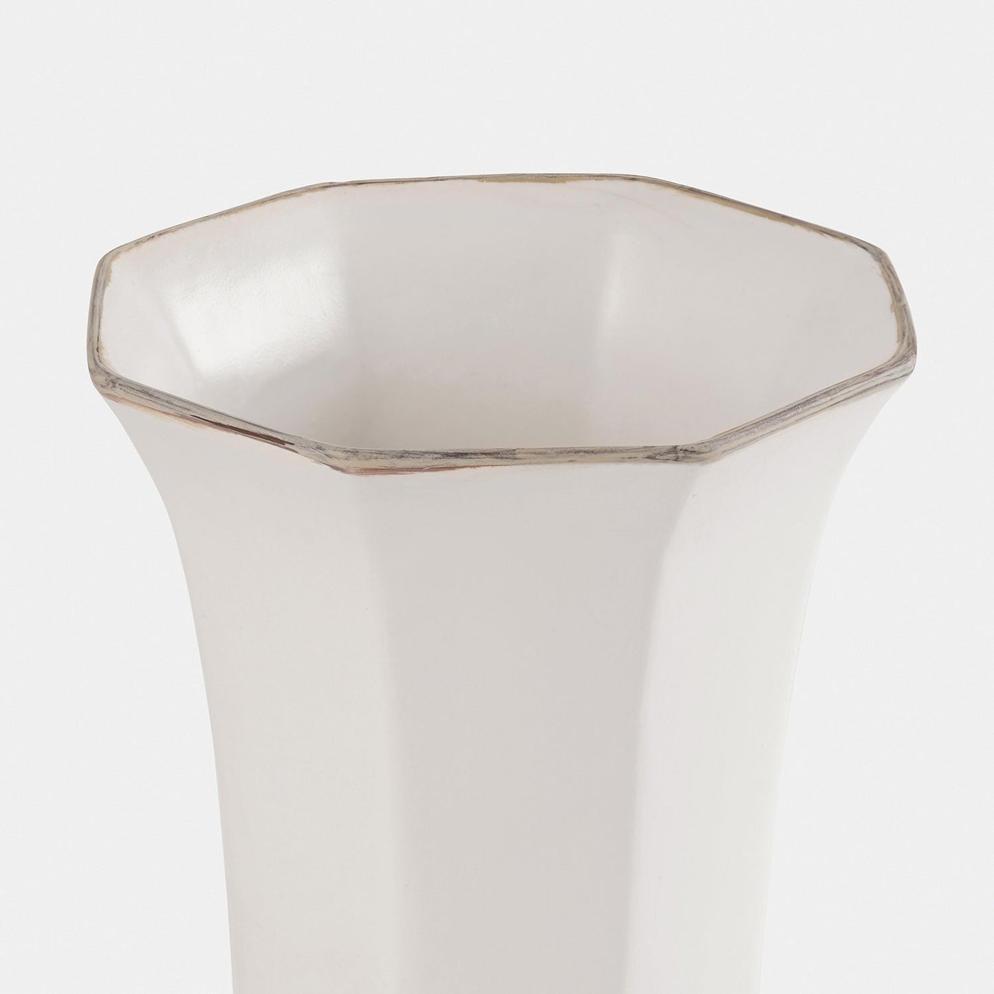 White Hexagonal Terracotta Vase - Large