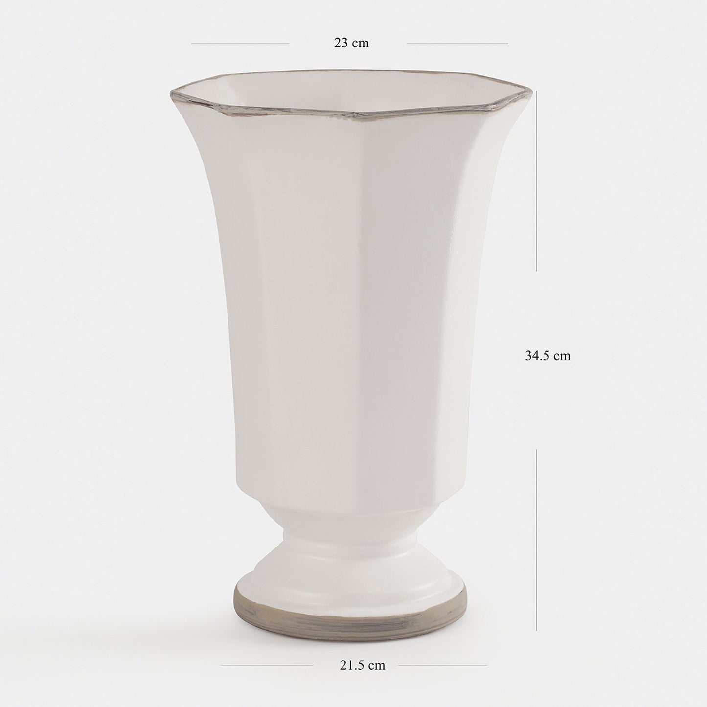 White Hexagonal Terracotta Vase - Large