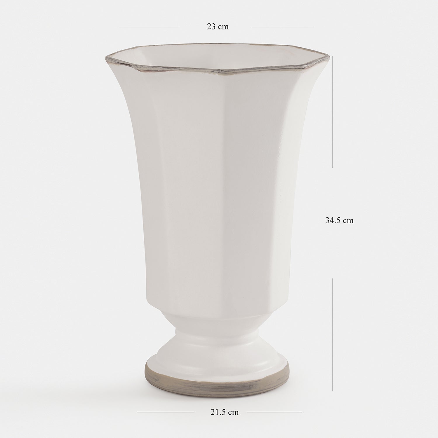 White Hexagonal Terracotta Vase - Large
