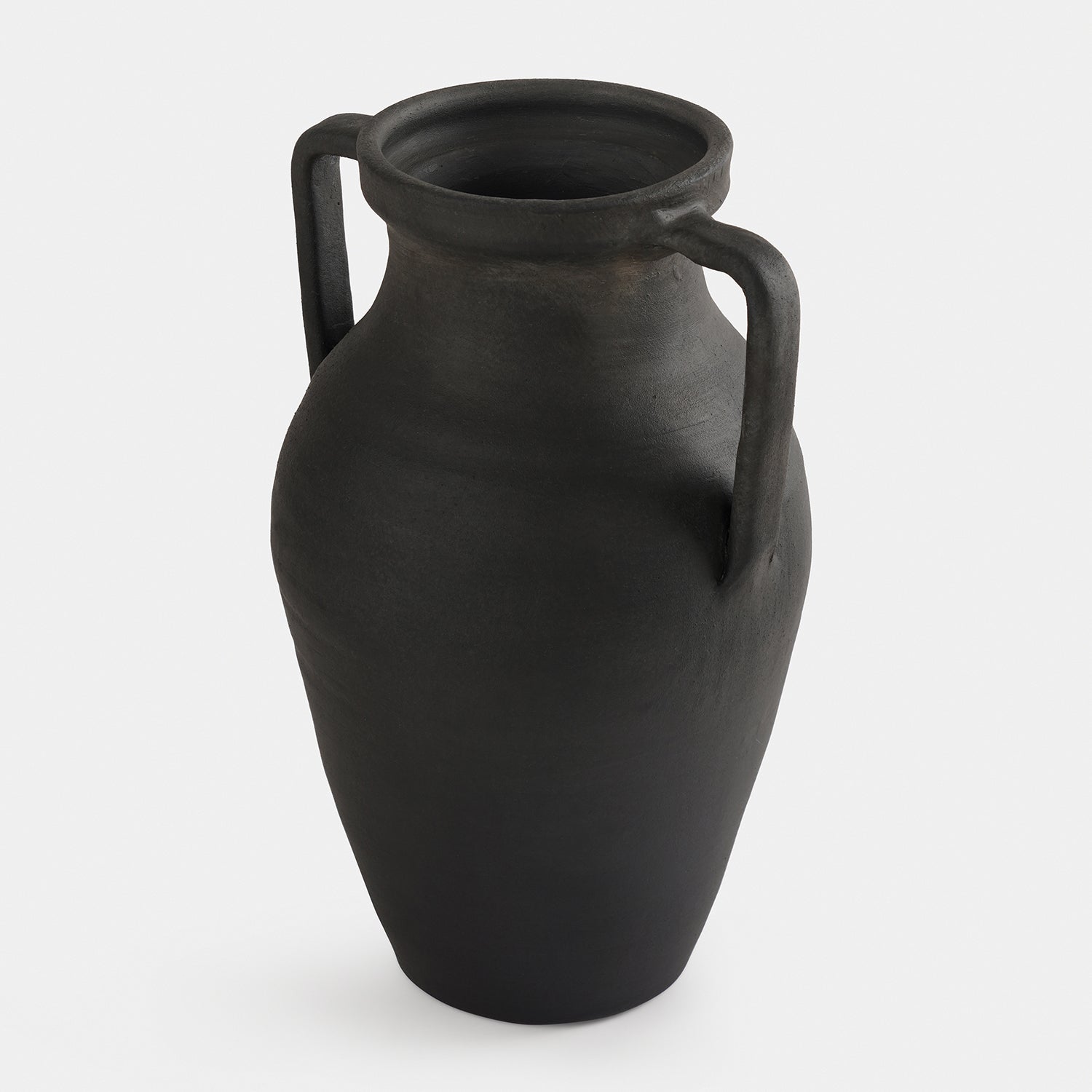 Charcoal Textured Terracotta Vase With Handles