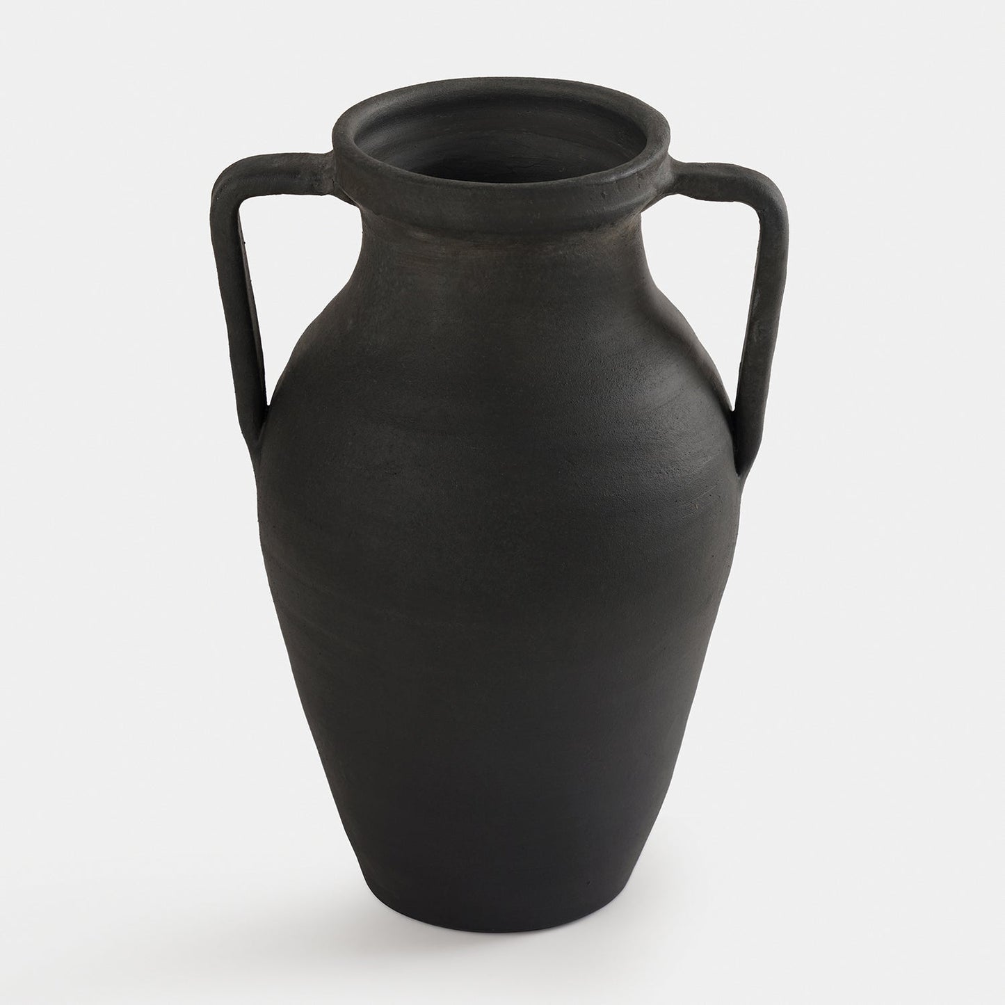 Charcoal Textured Terracotta Vase With Handles