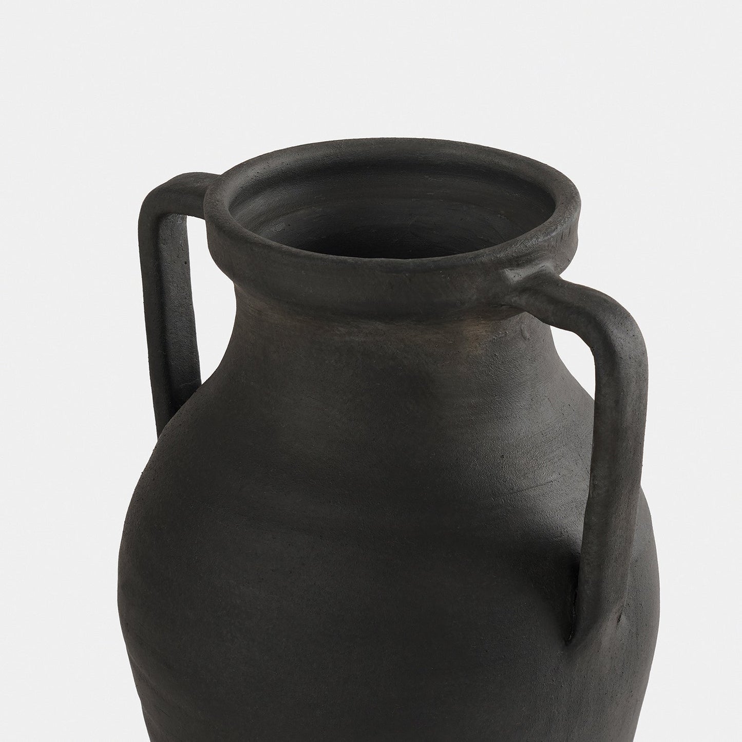 Charcoal Textured Terracotta Vase With Handles