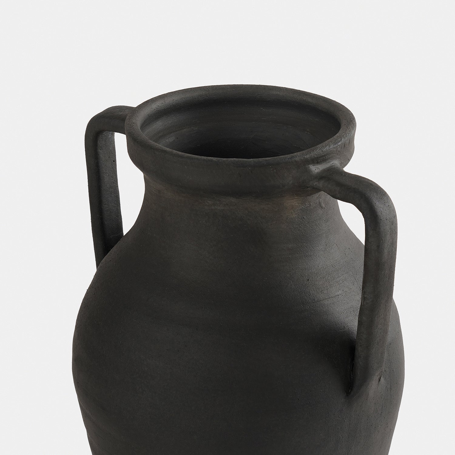Charcoal Textured Terracotta Vase With Handles