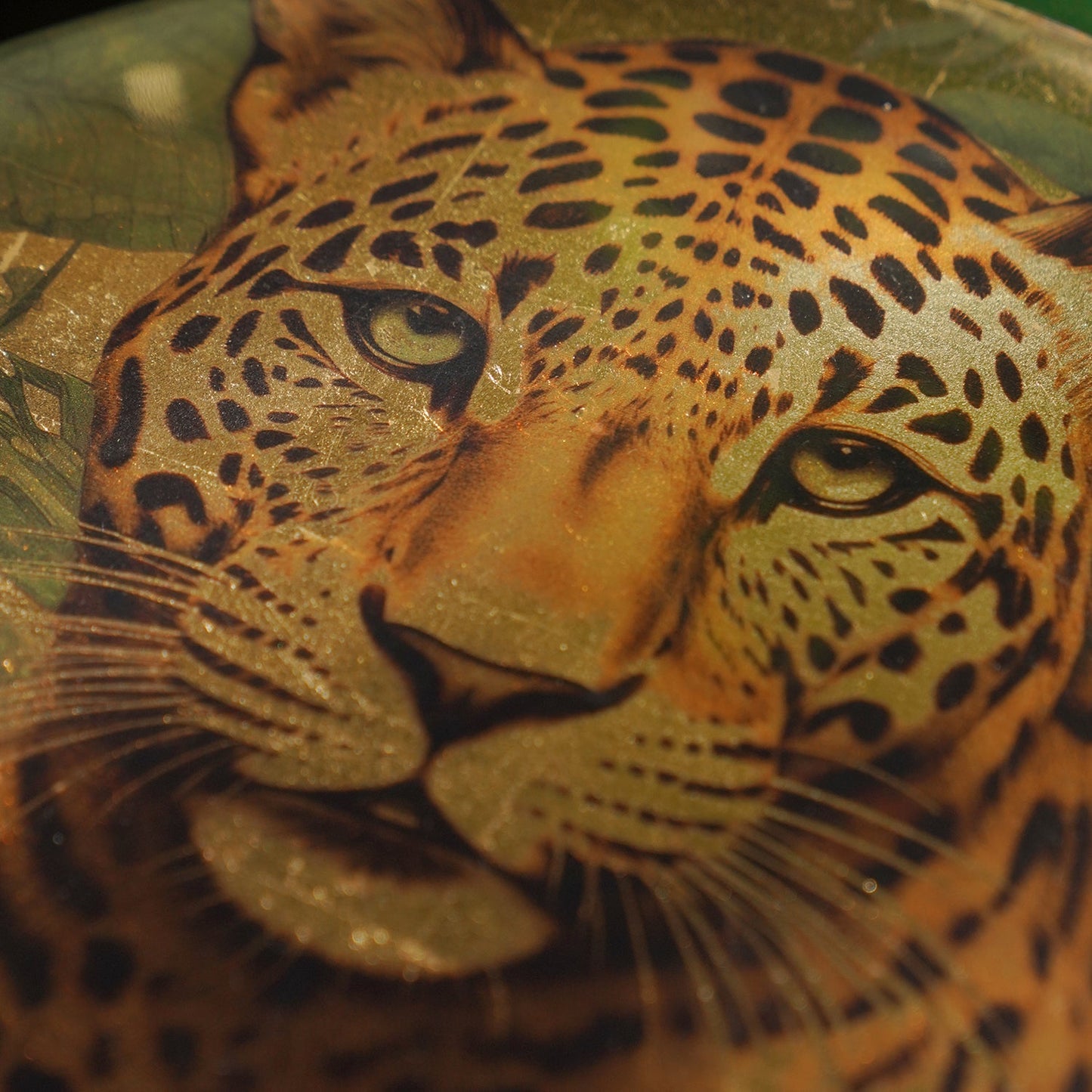Green Leopard Print Round Tray