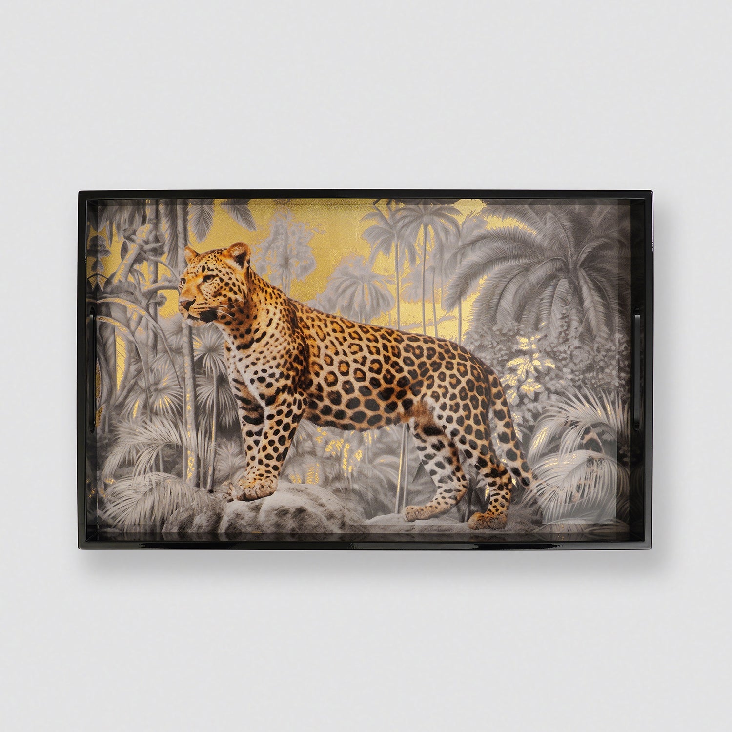 Black Leopard Print Rectangle Tray