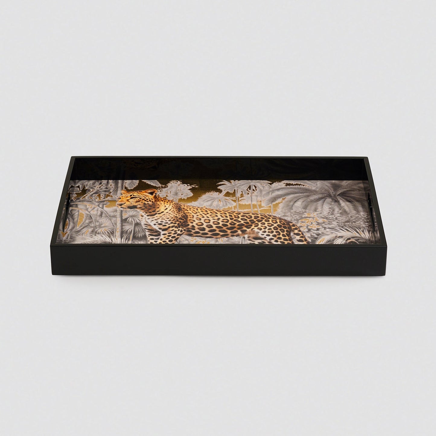 Black Leopard Print Rectangle Tray