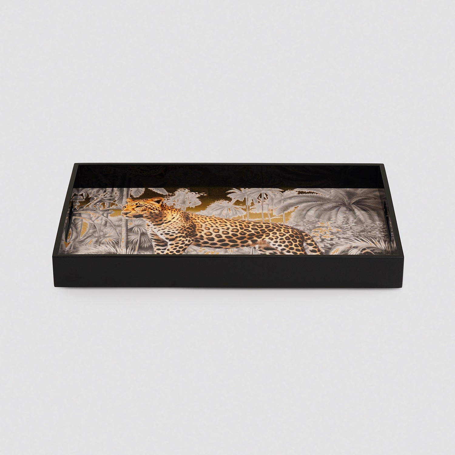 Black Leopard Print Rectangle Tray