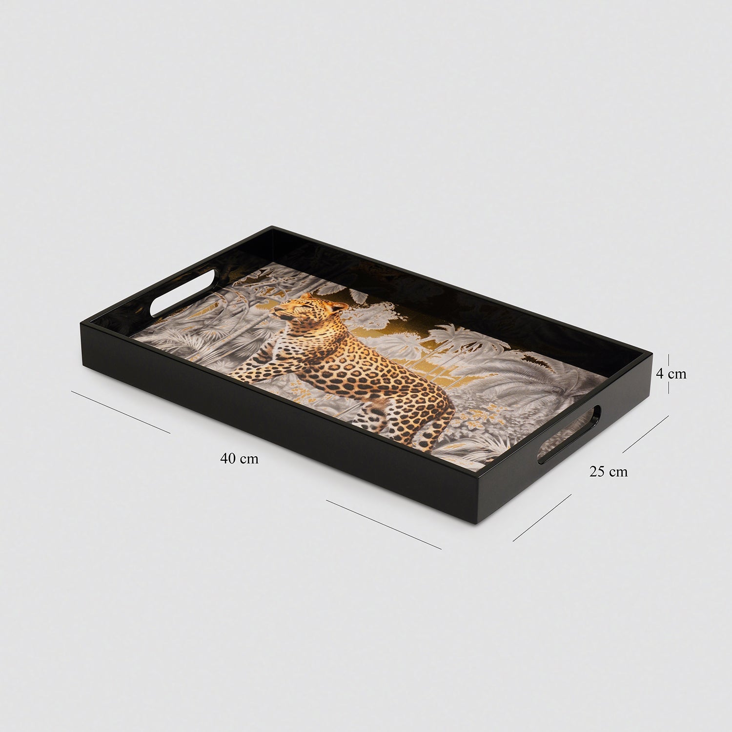 Black Leopard Print Rectangle Tray