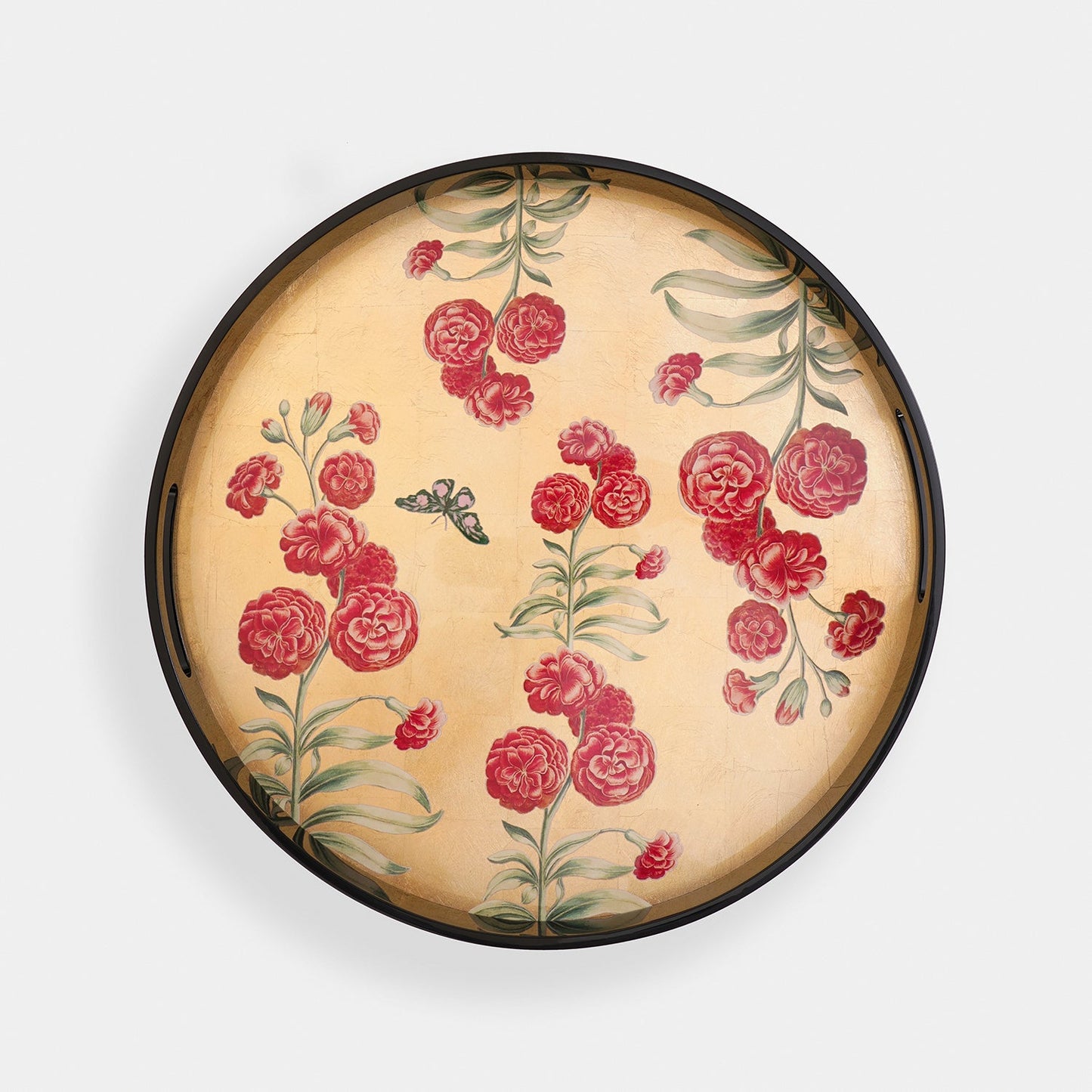 Gold Floral MDF Round Serving Tray