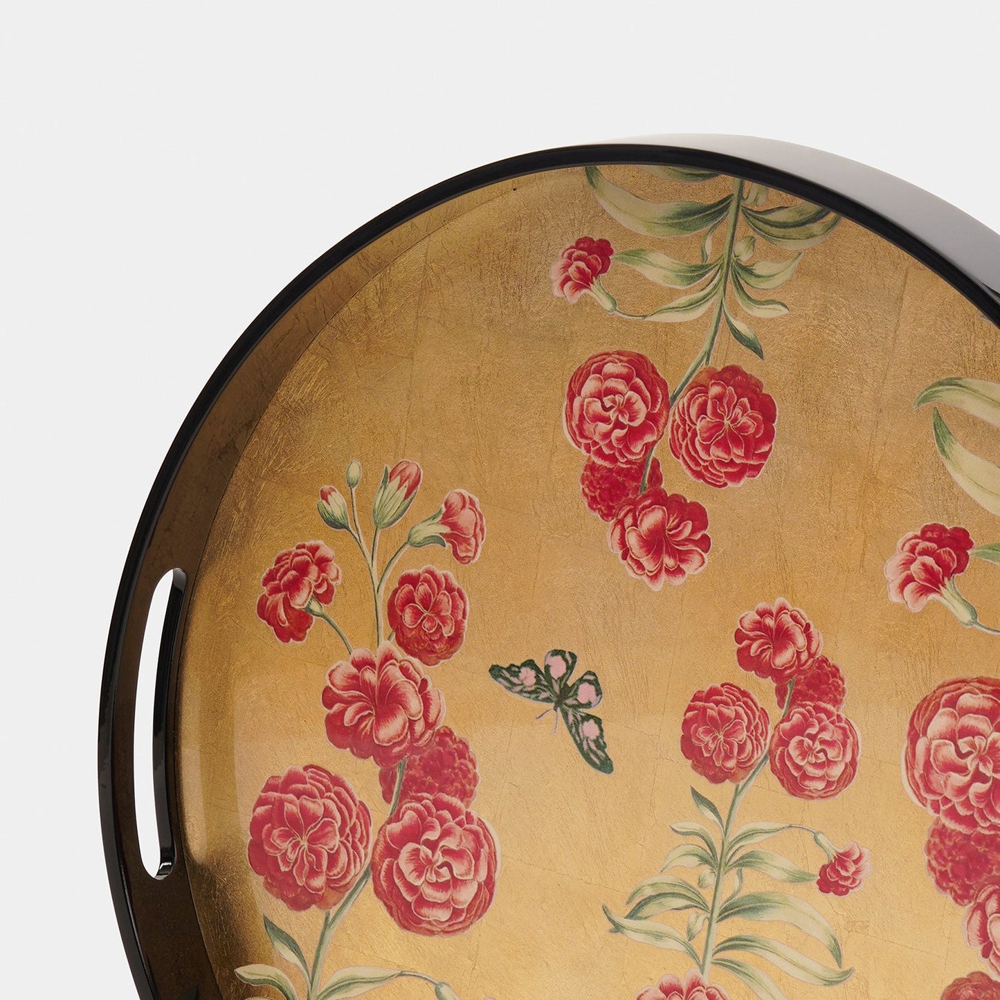 Gold Floral MDF Round Serving Tray