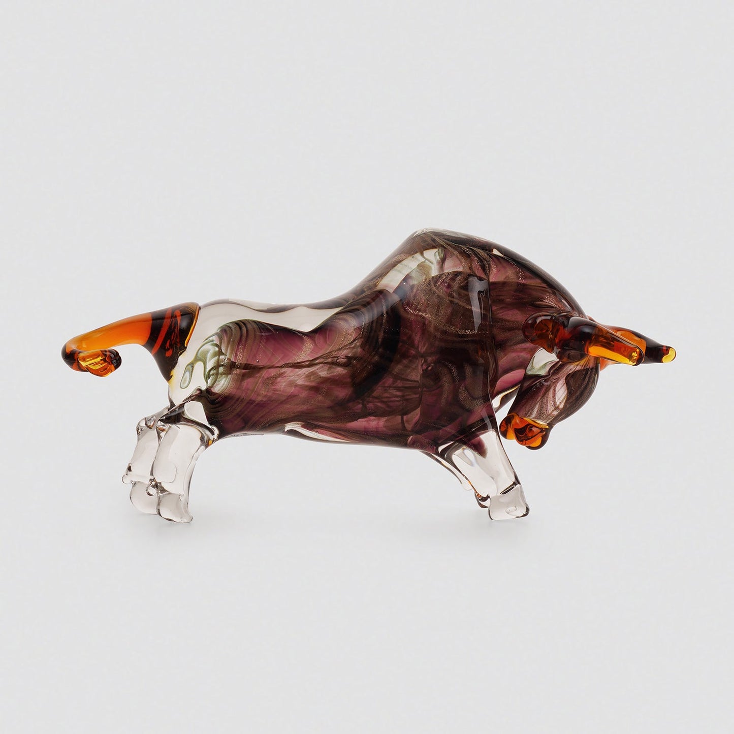 Dark Brown Handblown Glass Bull