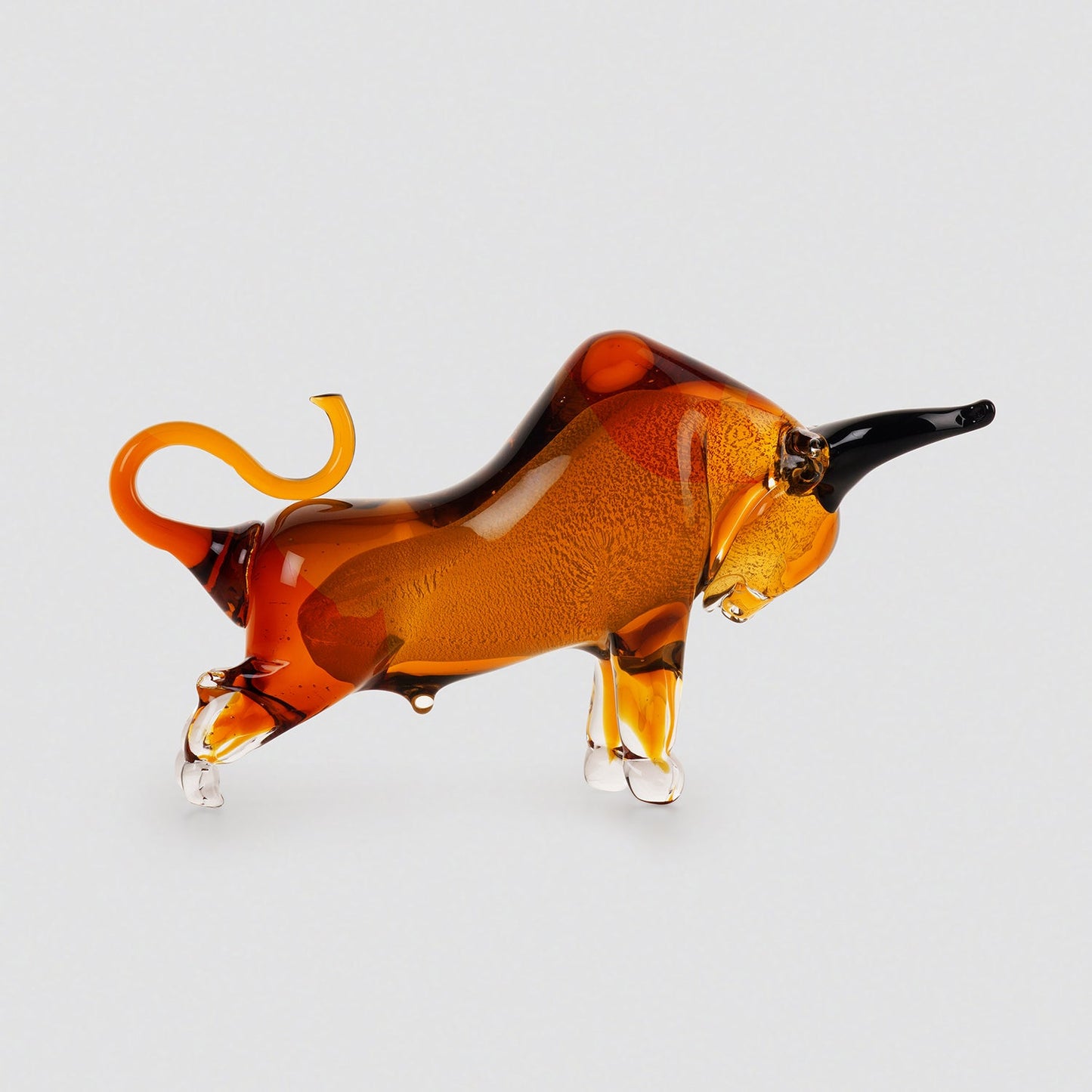 Amber Handblown Glass Bull