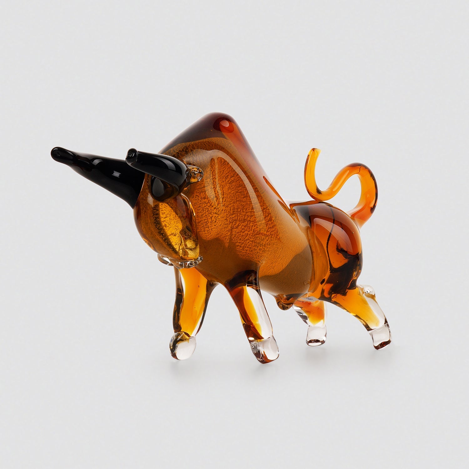 Amber Handblown Glass Bull