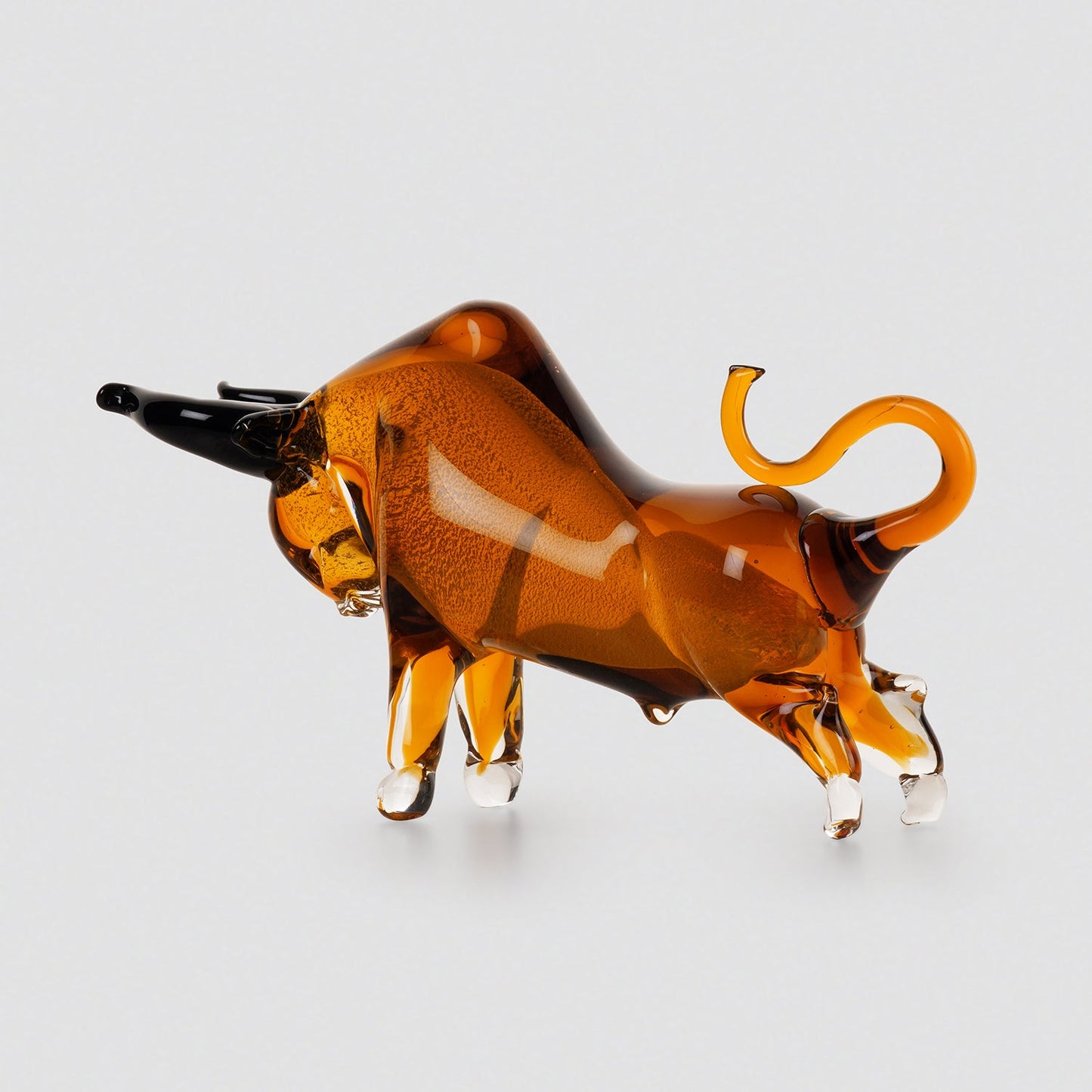 Amber Handblown Glass Bull