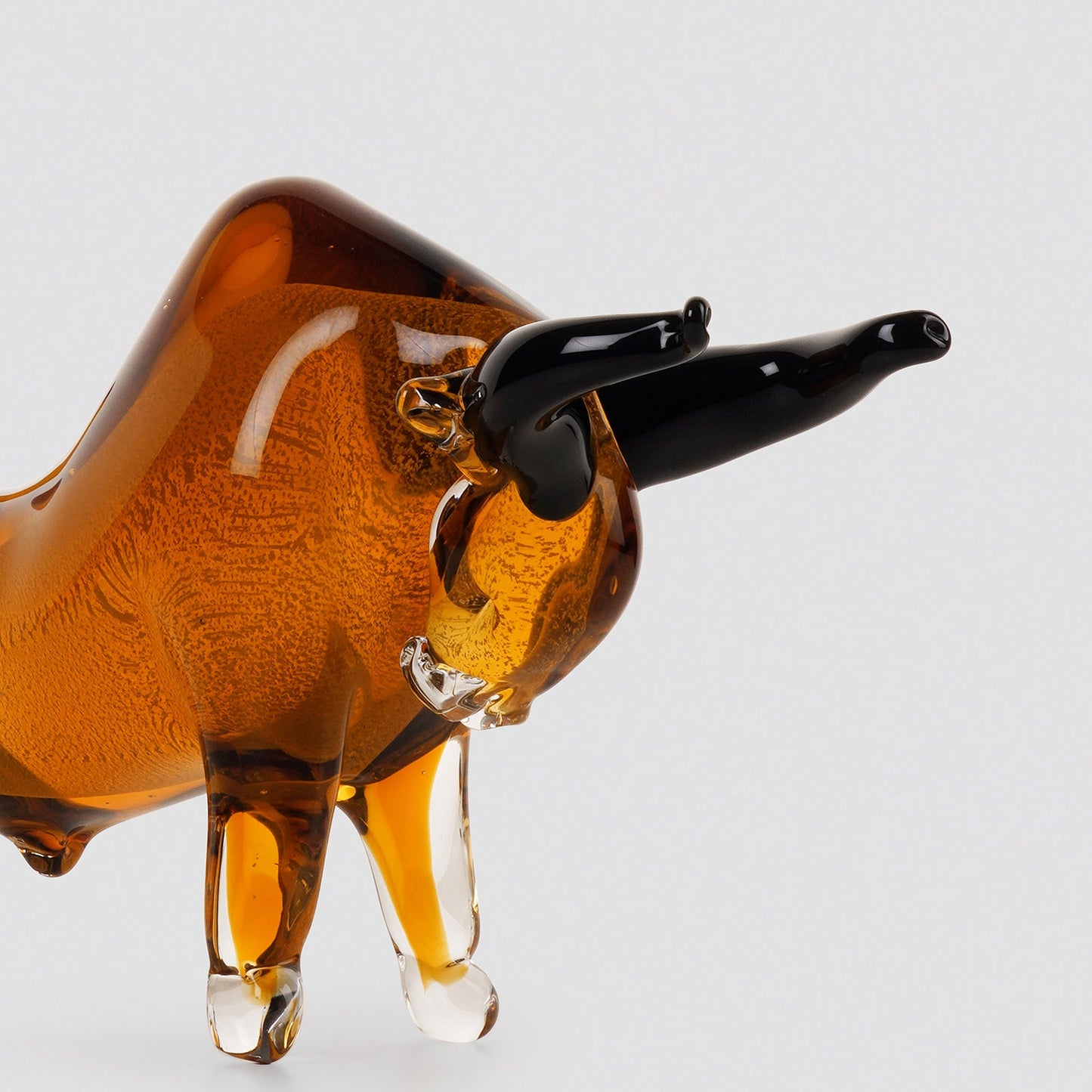Amber Handblown Glass Bull