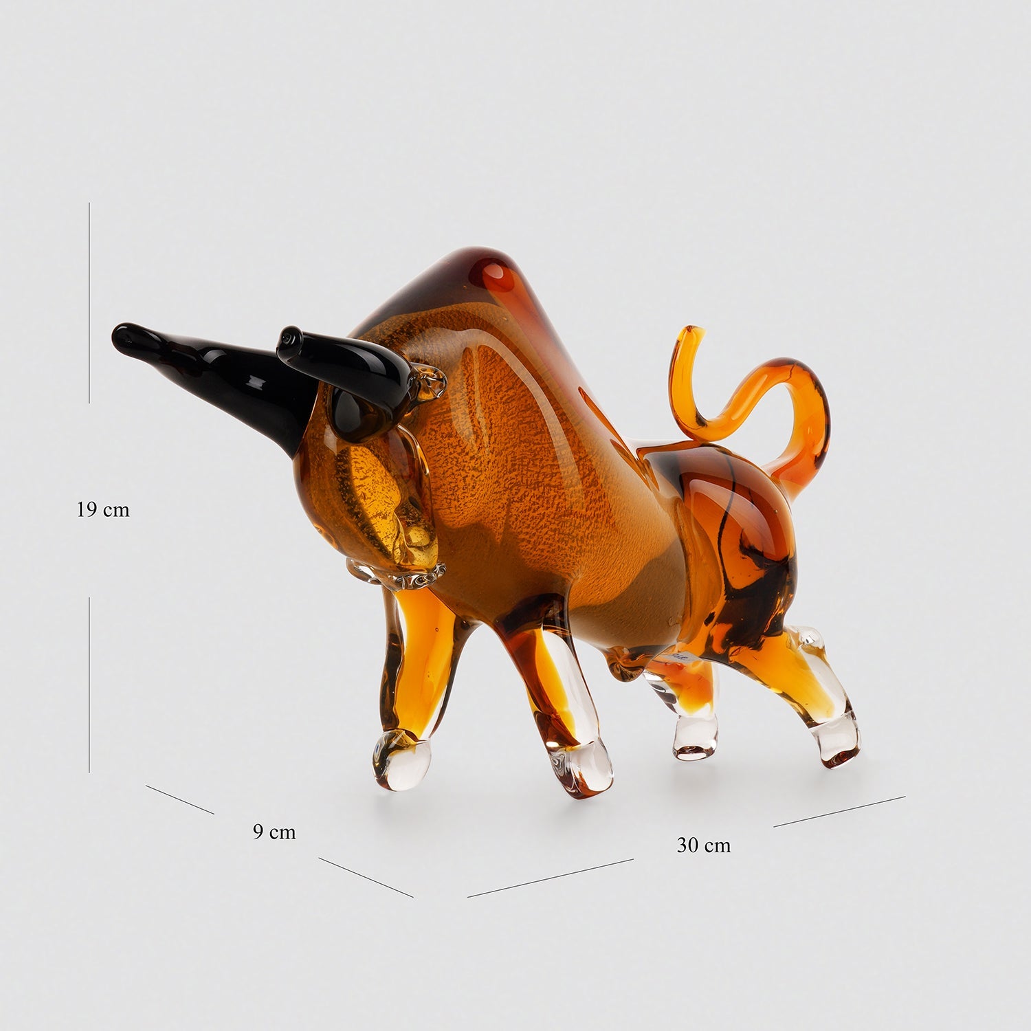 Amber Handblown Glass Bull