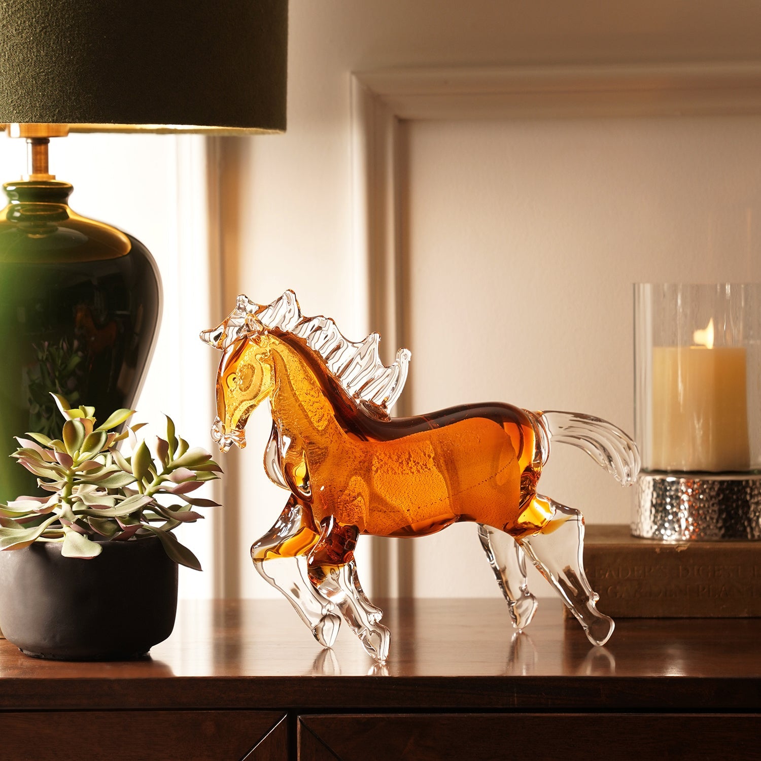 Amber Ombre Glass Horse Animal Figurine
