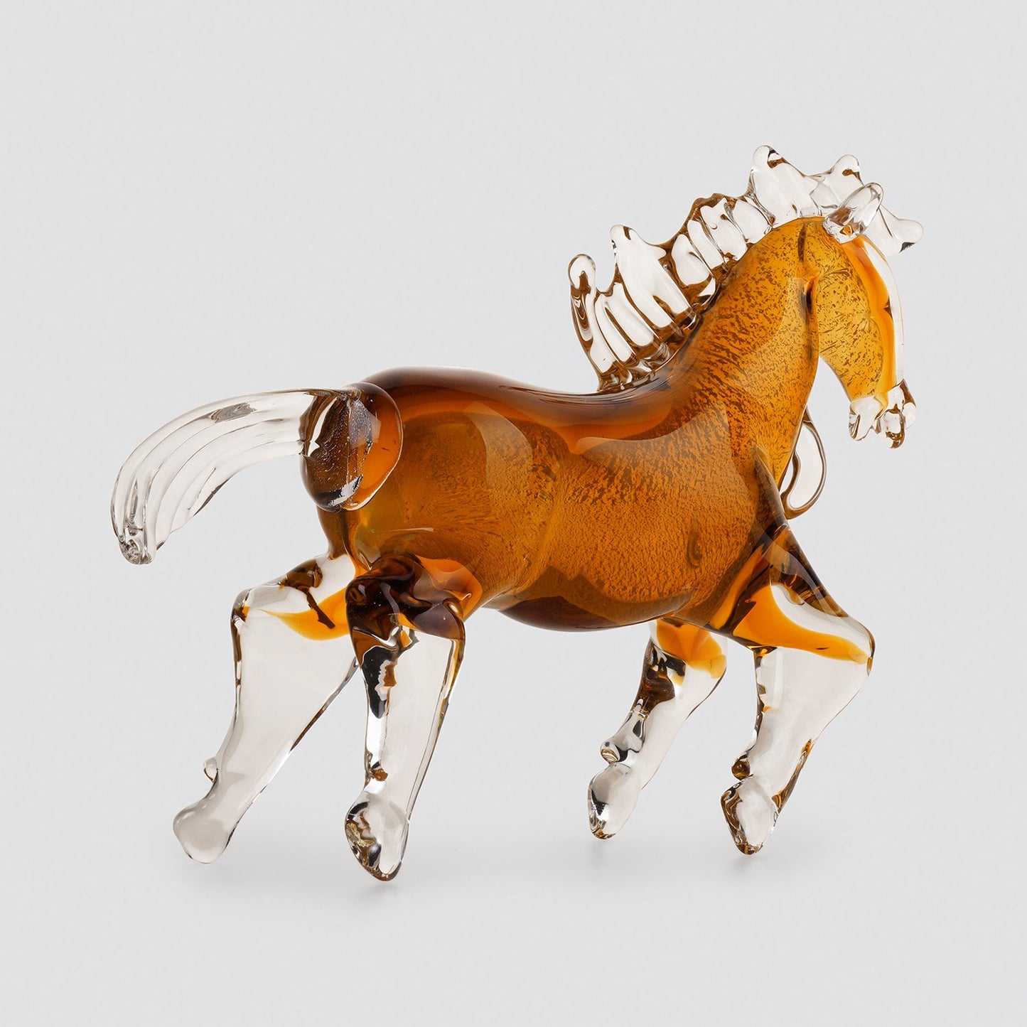 Amber Ombre Glass Horse Animal Figurine
