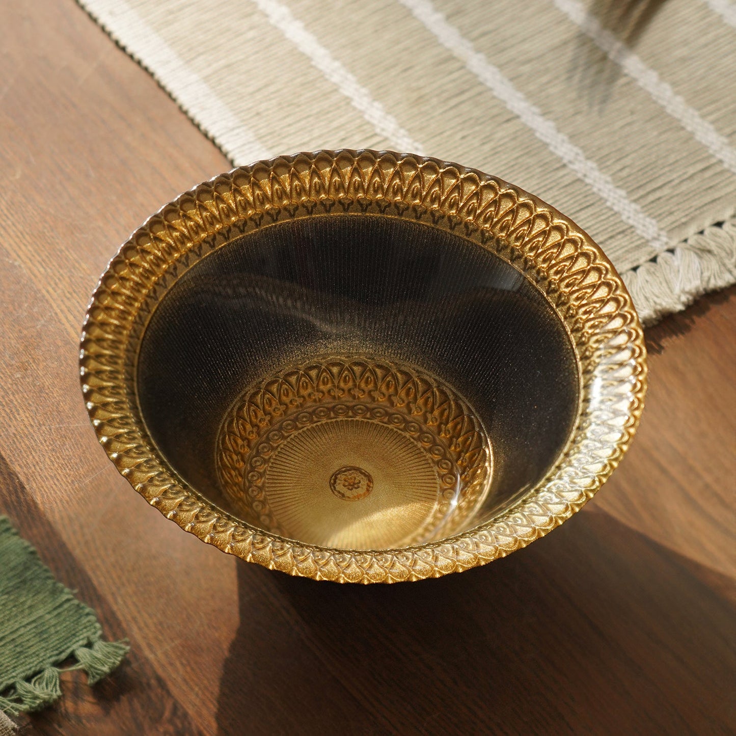 Set of 2 Charcoal Embellished Glass Side Bowls