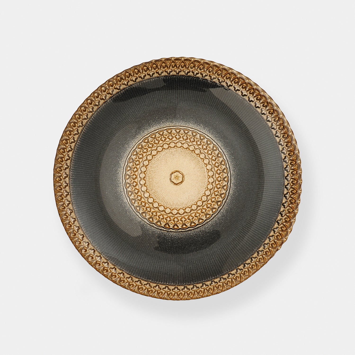 Set of 2 Charcoal Embellished Glass Dessert Plates