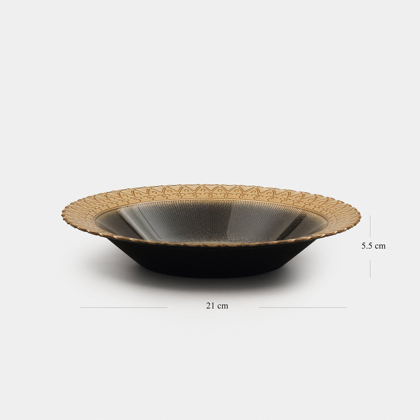 Set of 2 Charcoal Embellished Glass Serving Bowls