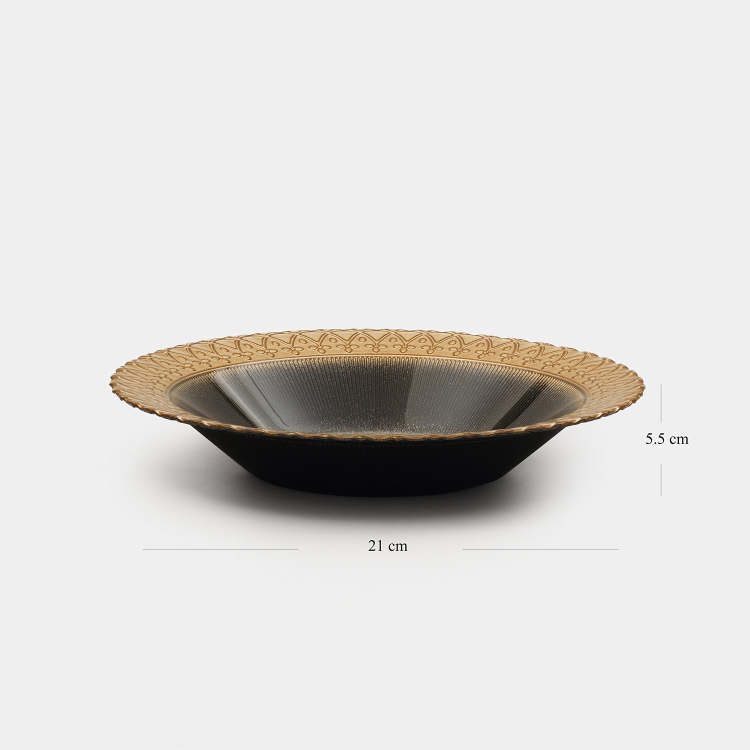 Set of 2 Charcoal Embellished Glass Serving Bowls