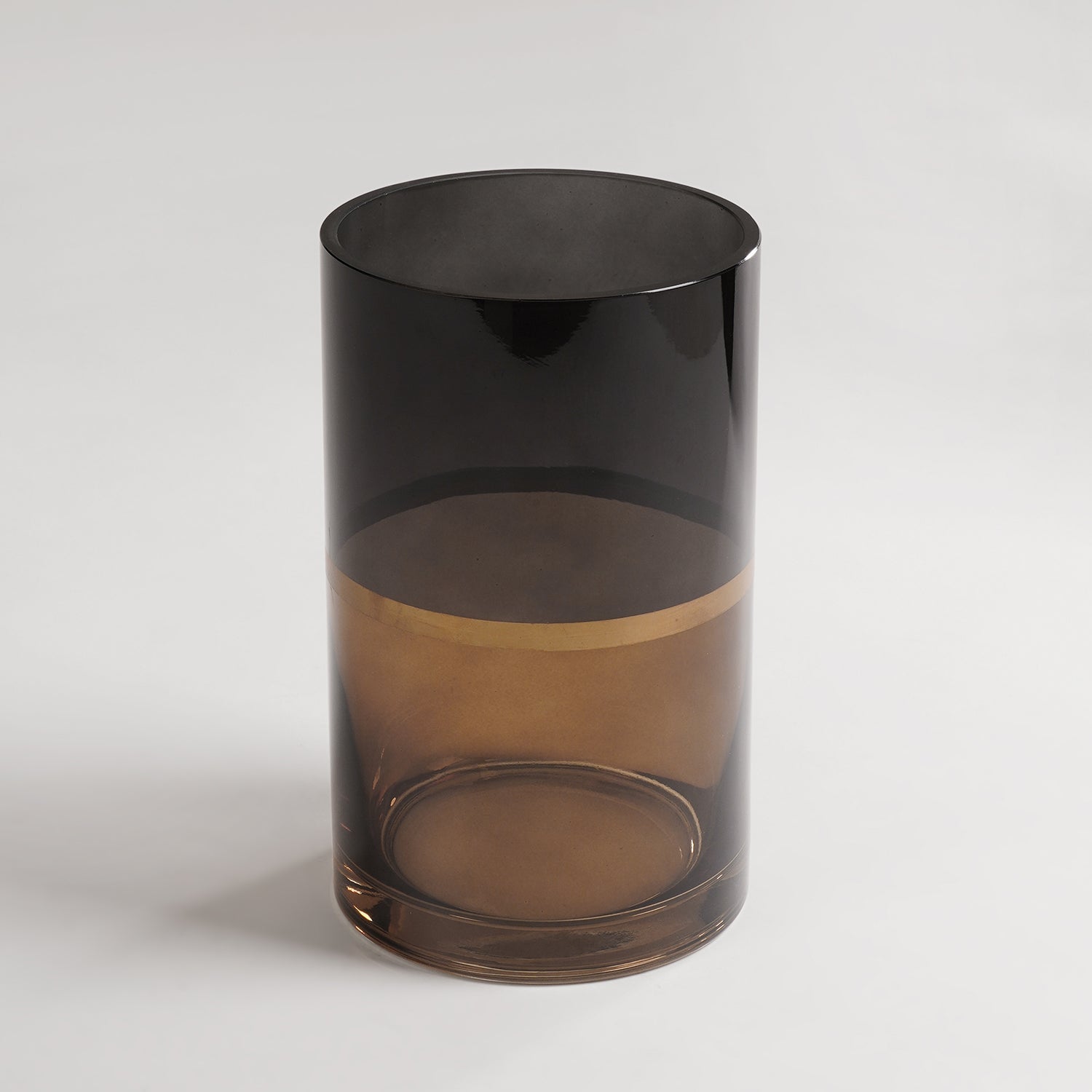 Brown & Black Two Tone Cylindrical Glass Vase