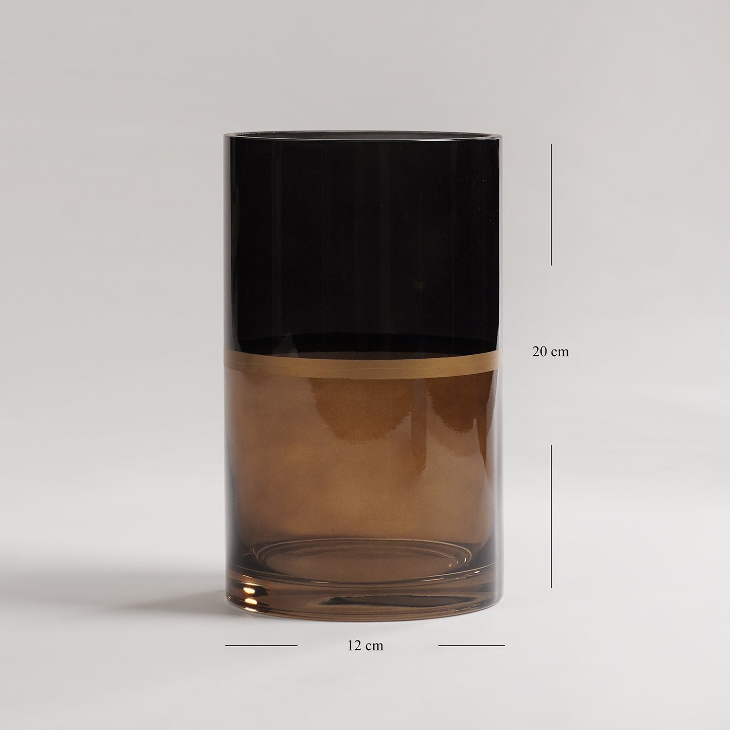 Brown & Black Two Tone Cylindrical Glass Vase
