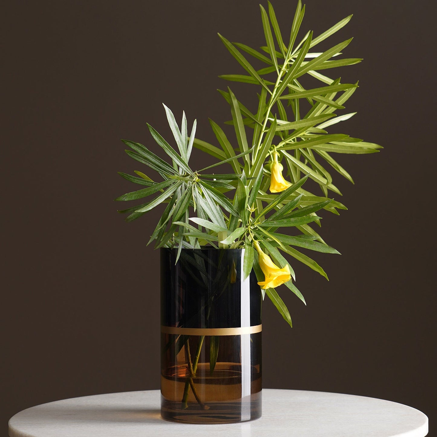 Brown Two Tone Cylindrical Glass Vase
