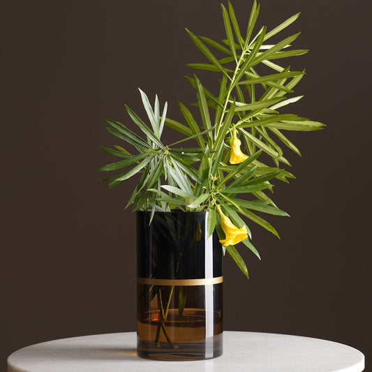 Brown Two Tone Cylindrical Glass Vase