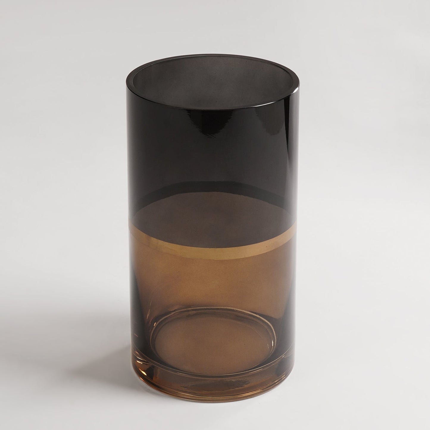 Brown Two Tone Cylindrical Glass Vase