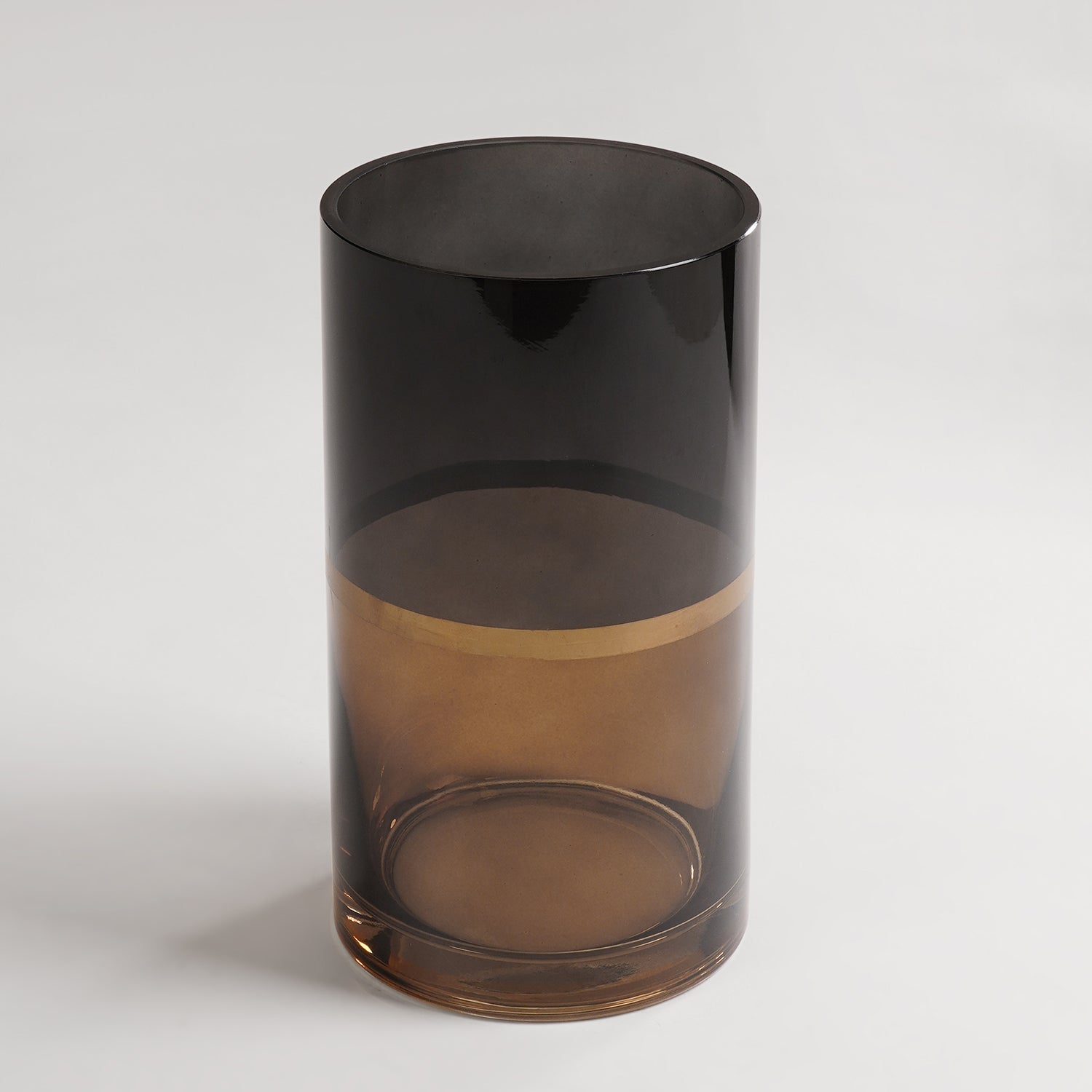 Brown Two Tone Cylindrical Glass Vase