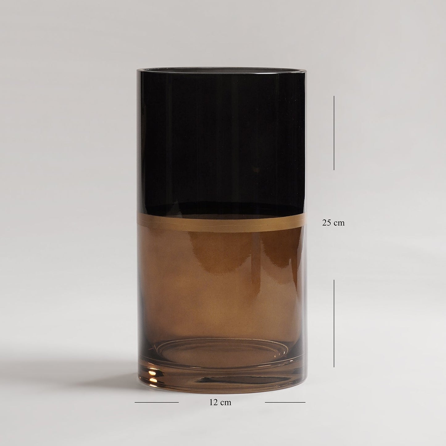 Brown Two Tone Cylindrical Glass Vase