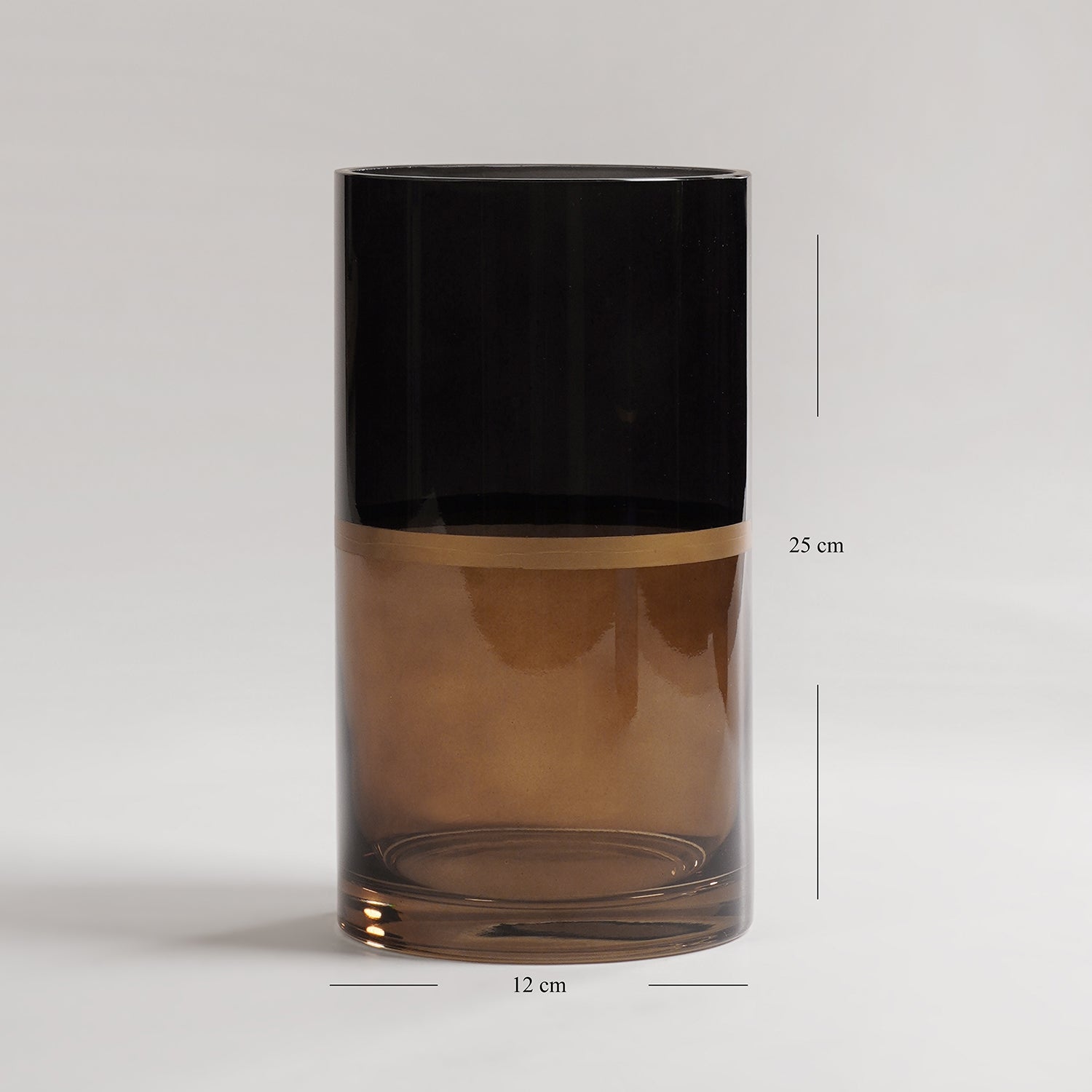 Brown Two Tone Cylindrical Glass Vase