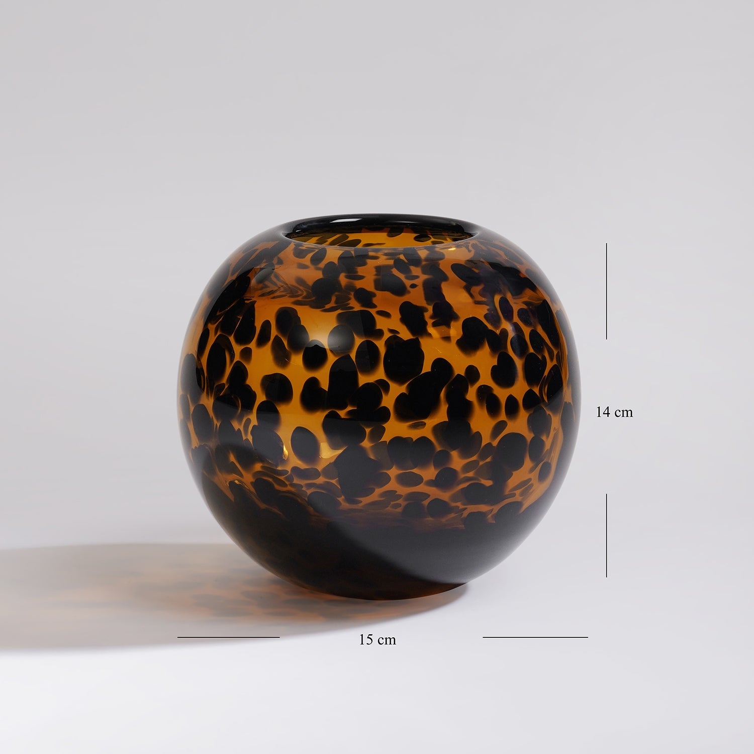 Brown Tortoiseshell Pattern Round Glass Vase