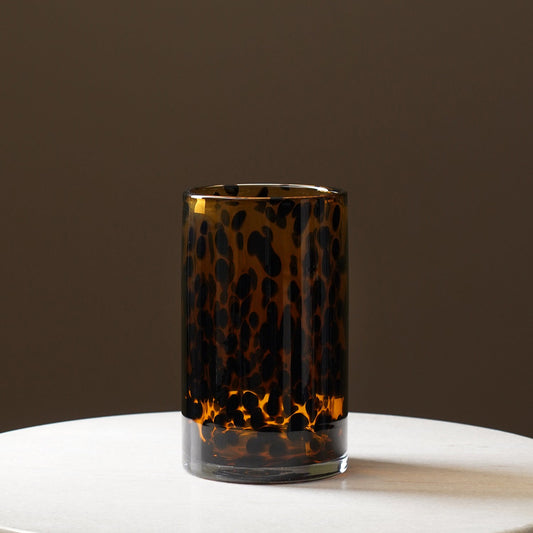 Brown Tortoiseshell Pattern Glass Vase - Small