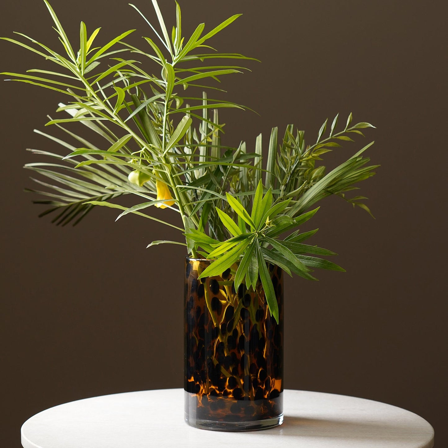 Brown Tortoiseshell Pattern Glass Vase - Small