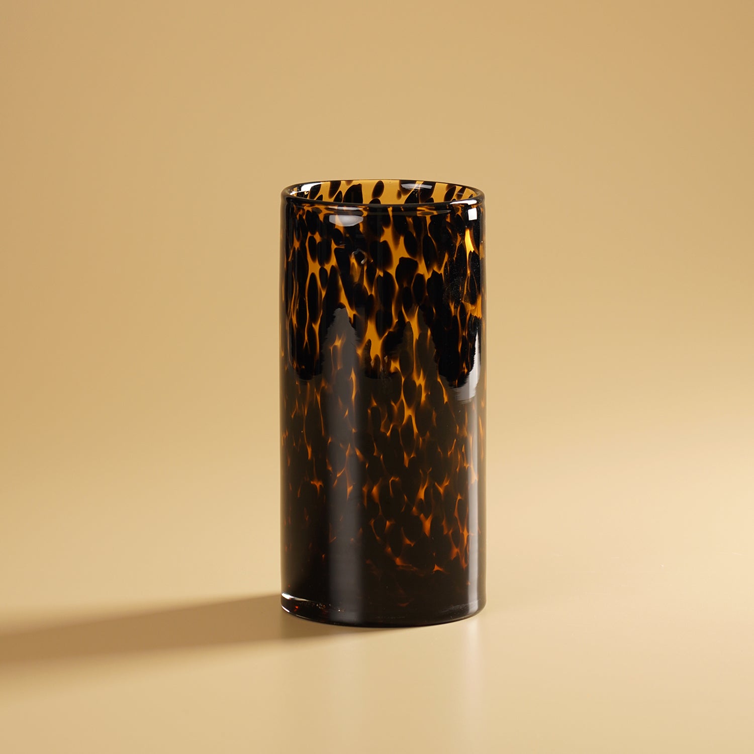 Brown Tortoiseshell Pattern Glass Vase - Large
