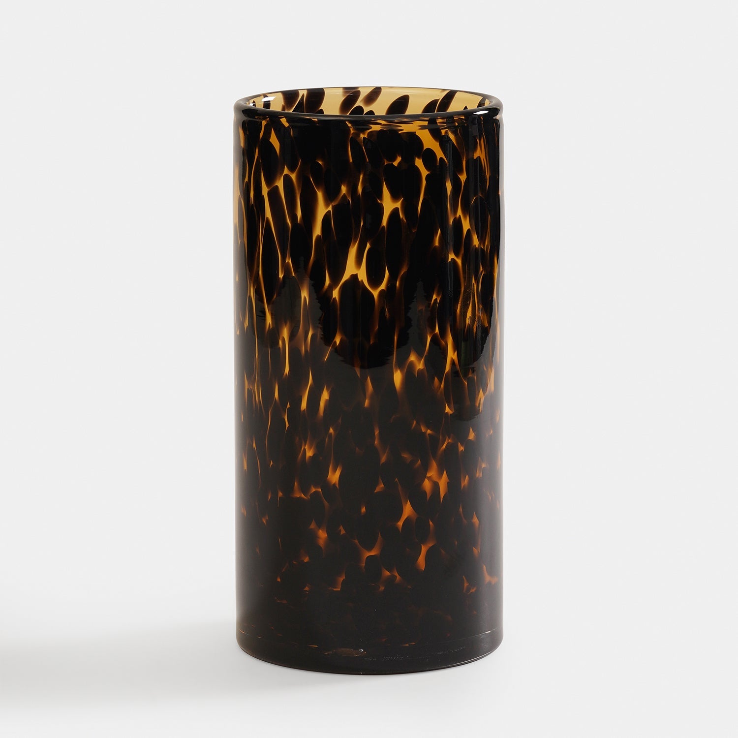 Brown Tortoiseshell Pattern Glass Vase - Large