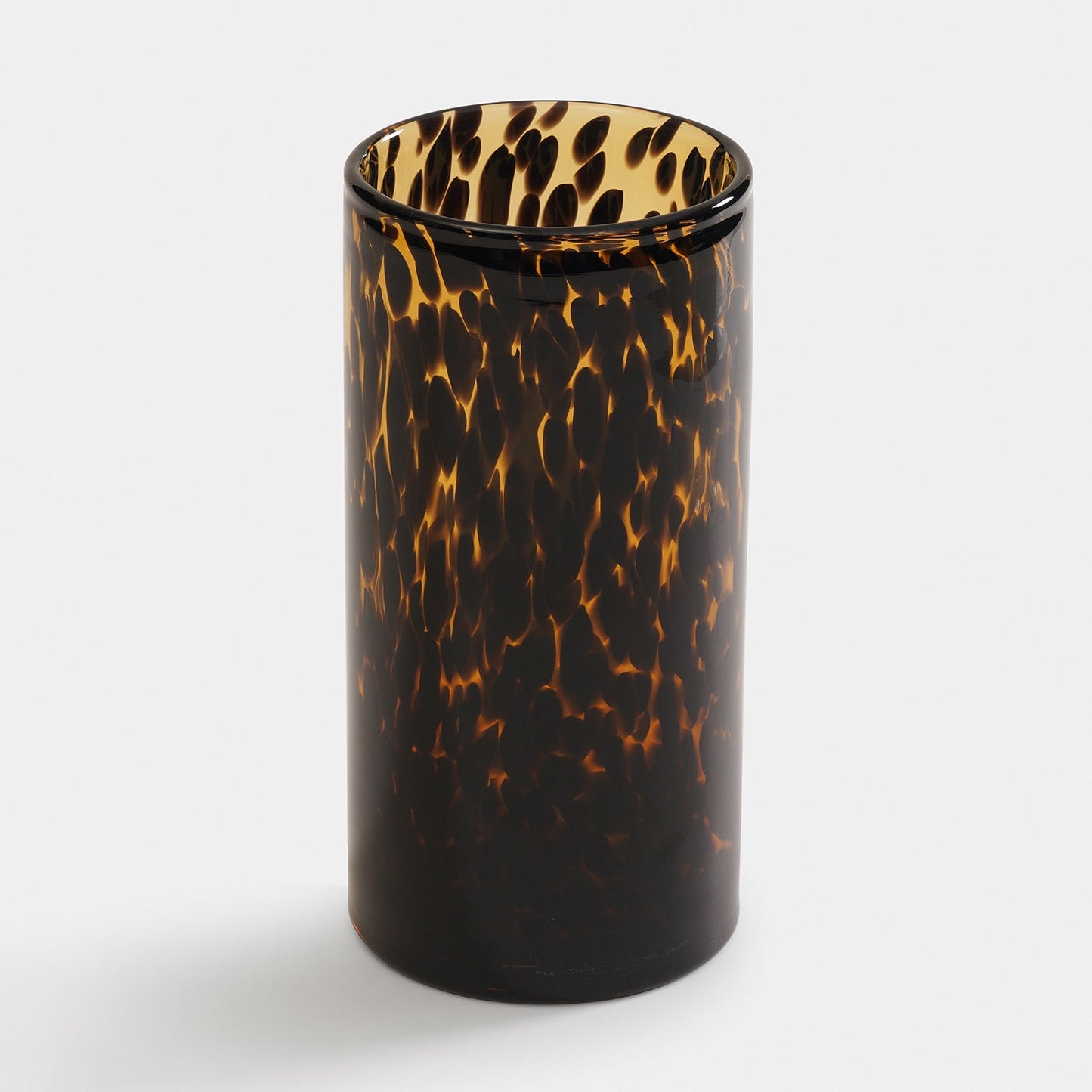 Brown Tortoiseshell Pattern Glass Vase - Large