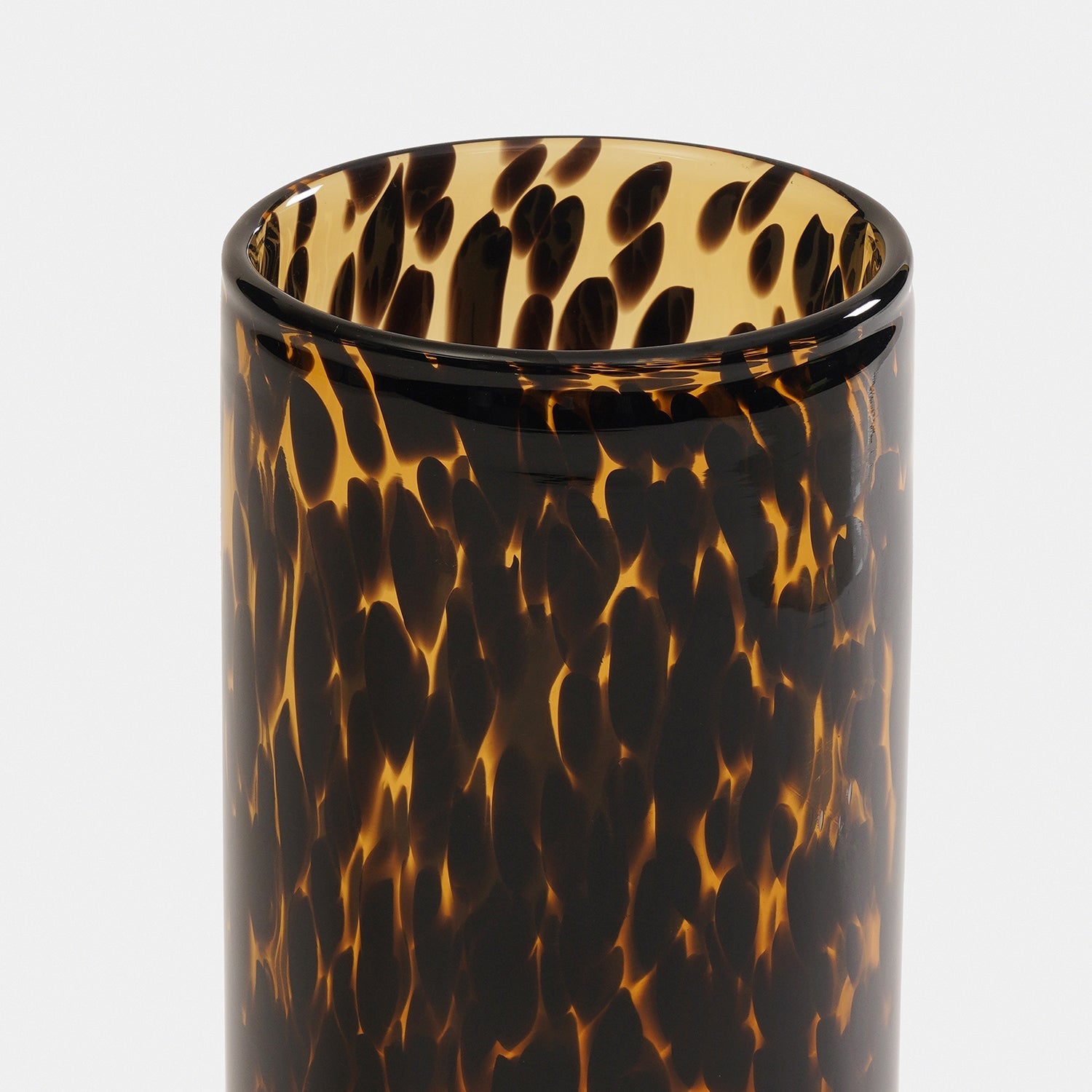 Brown Tortoiseshell Pattern Glass Vase - Large