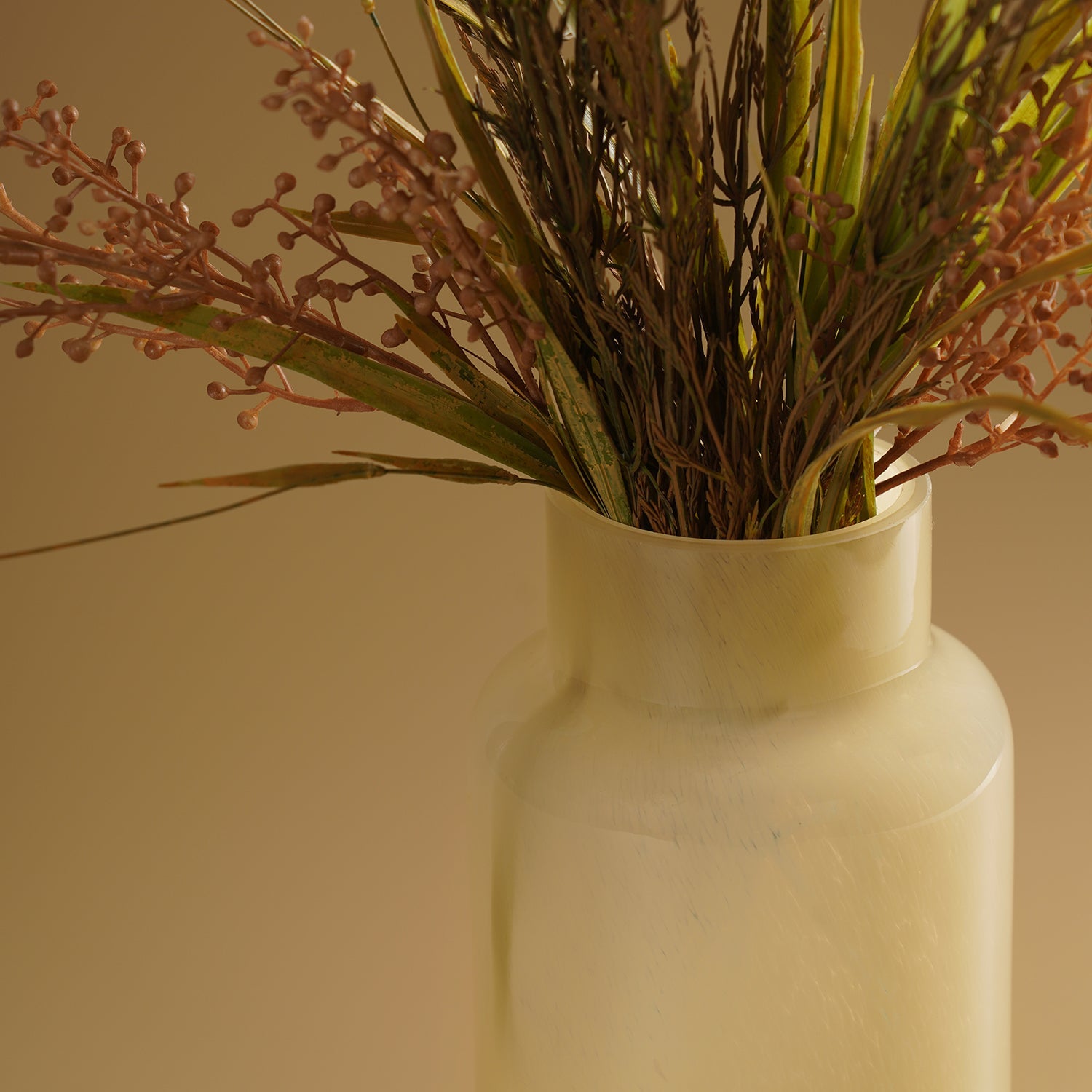 Cream Bottleneck Glass Vase - Large