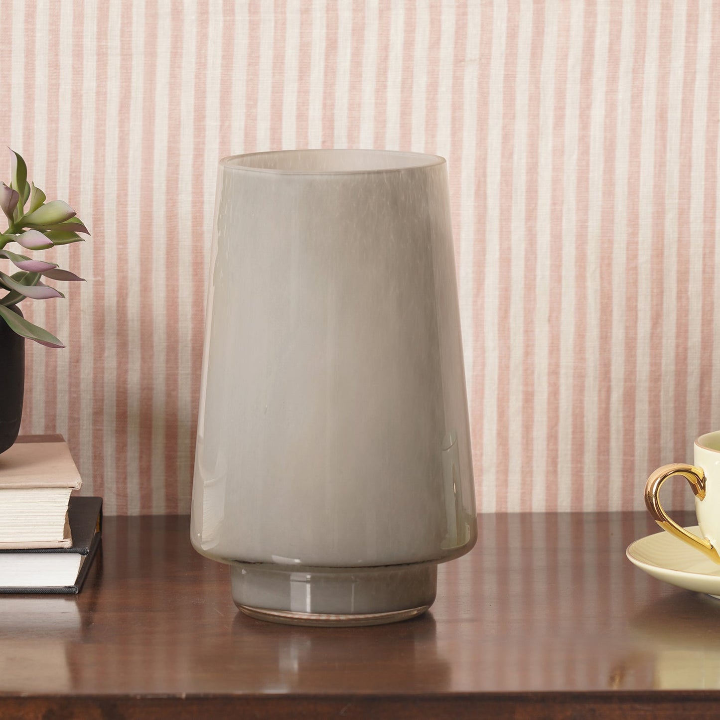 Grey Smokey Textured Glass Vase - Large
