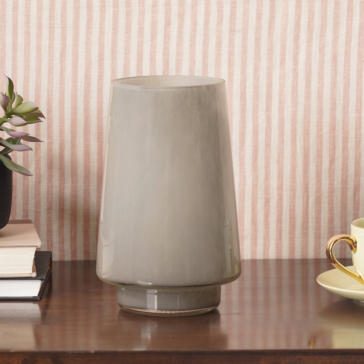 Grey Smokey Textured Glass Vase - Large
