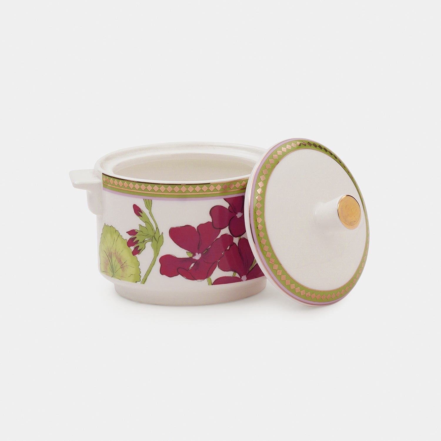 Set of 3 Red & Green Rosabay Print Tea Set