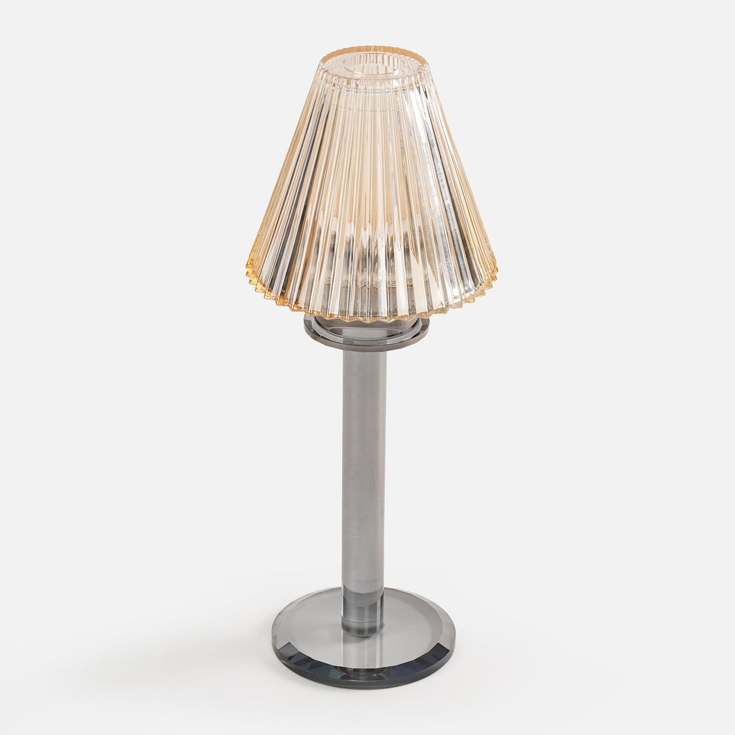 Amber Grey Glass Lamp Shaped Candle Holder
