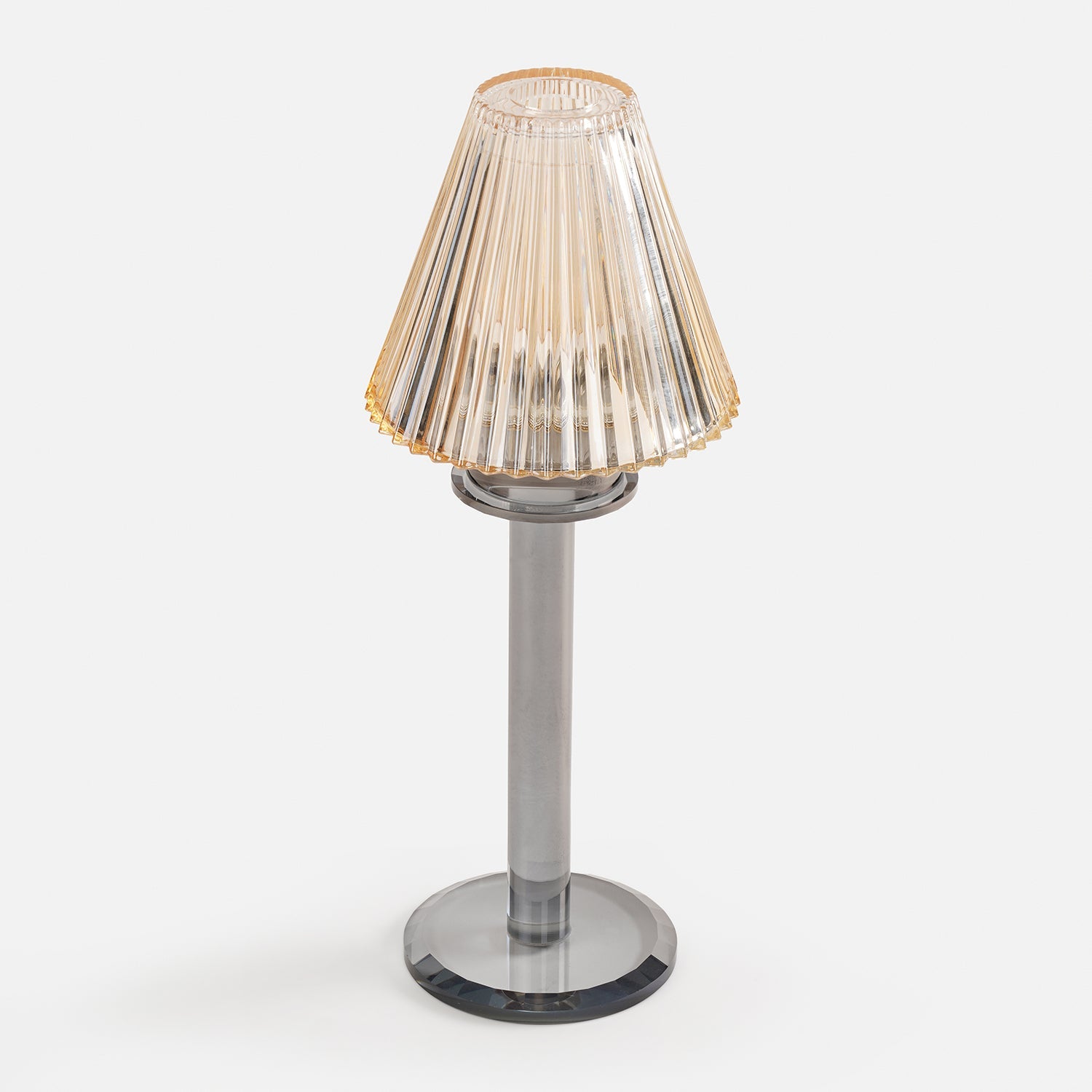 Amber Grey Glass Lamp Shaped Candle Holder